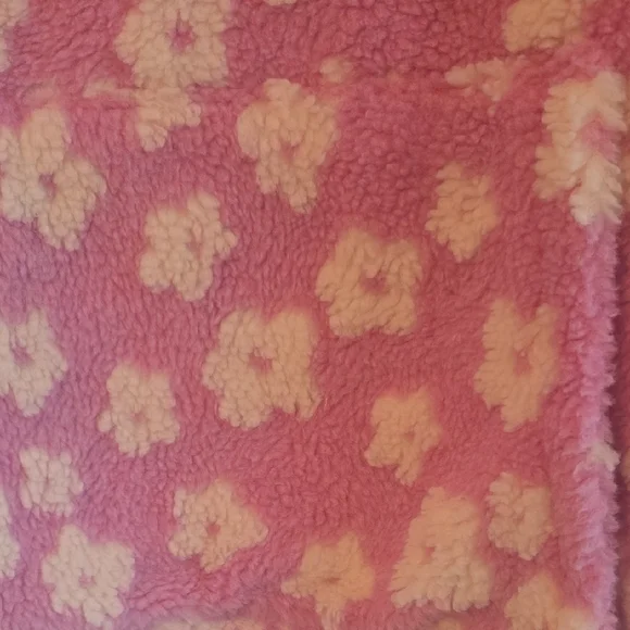 Pink Lily Purple and White Floral Sherpa Half-Zip Sweater - Picture 2 of 6